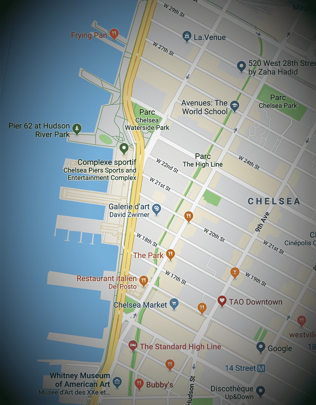 Situation The High Line Géolocalisation de la HighLine sur google map