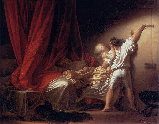 Le verrou - 1777 - Jean-Honoré Fragonard Fesses masculines satinées dans le verrou de Fragonard